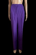 Leslie Fay Haberdashery Pants Purple Straight Leg Polyester Size 12 Vint... - $341.97 MXN