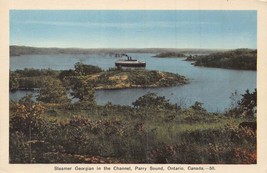 Ontario Canada~Parry SOUND-STEAMER Ship Georgian In Channel~Tint Photo Postcard - £8.05 GBP