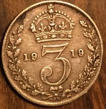 1919 Uk Gb Great Britain Silver Threepence Coin - £3.02 GBP
