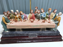 VTG Last Supper Jesus Religious Easter Resin 16&quot; Table Lamp OK Collection  - £90.35 GBP