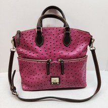 Dooney Bourke Pink Violet Ostrich Embossed Leather Front Pocket Satchel Bag - $125.77