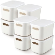 8 Pieces Plastic Storage Bins With Lids White Storage Box With Handle St... - £57.87 GBP