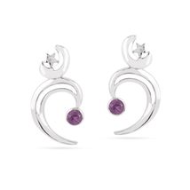 925 Sterling Silver Love Amethyst Moon Star Earrings - £92.54 GBP