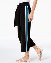 allbrand365 designer Womens Stripe Cropped Wide Leg Pants,Black Merry,Small - $85.08