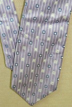 Facconable Italy Neck Tie/Necktie Silk lavender white blue handmade 59&quot;x... - $17.99