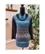 Ny Collection Women Black &amp; Blue Polyester Round Neck Long Sleeve Top Bl... - $454.01 MXN
