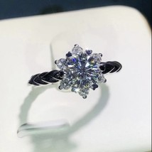 18K White Gold Plated Adjustable Snowflake 1.5 CT CZ Diamond Wedding Ring - £8.63 GBP