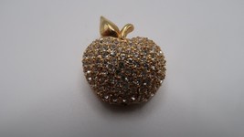 Vintage Givenchy Gold Apple Rhinestone Brooch Pin 2.8cm x 2.5cm BB12 - $89.10