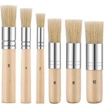 6 Pieces Wooden Stencil Brushes Pure Natural Bristle Template Paint Brus... - £15.14 GBP
