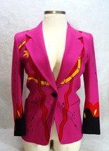 Vintage Escada Womens&#39;s Blazer Hot Pink Absract Fashion Design Margaretha Ley - £212.31 GBP