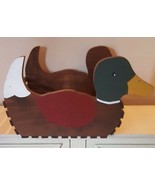 Large Basket Container Hand Painted Wood Duck Mallard  - £11.75 GBP