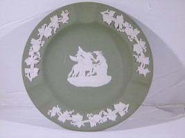 Wedgwood Green Jasperware Round 3 Slot Ashtray - Vintage - £14.89 GBP