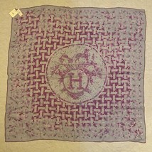 Hermes Shawl Mosaique Au 24 Chiffon Silk Mousseline 90 CM Purple Muslin 88.9cm - £609.63 GBP