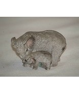 Miniature Gray Wild Elephant &amp; Baby Resin Figurine Trunk-Up Shadow Box S... - £7.09 GBP