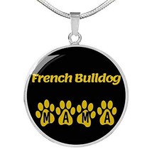 French Bulldog Mama Circle Necklace Engraved 18k Gold 18-22&quot; Dog Owner Lover - £55.35 GBP