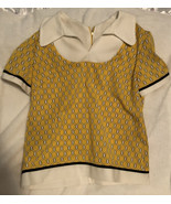 Vintage Yellow And White Women’s Zip Up Top Large Sh2 - $9.89