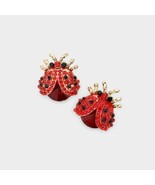 Red Ladybug Rhinestone Gold Pendant Fashion Jewelry Stud Earrings Cute S... - £17.91 GBP