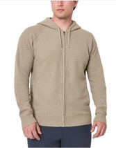 Modern Ambition Mens Sweater Beige Full-Zip Hood Pockets Stretch Midweight - $828.56 MXN