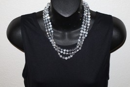 3 Strand Necklace by Cookie Lee Clear w/Silver Glass Beads Faceted 17&quot;+ - $212.97 MXN