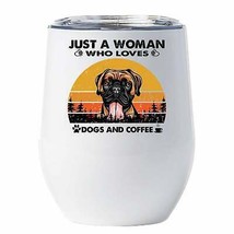 Just A Woman Who Loves Boxer Dogs And Coffee Tumbler 12oz Gift For Dog Mom - £18.10 GBP