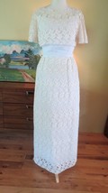 Vtg A Angelo Edythe Vincent Capelet Wedding Dress, Layer Column Guipure Lace 4 - £98.79 GBP