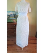 Vtg A Angelo Edythe Vincent Capelet Wedding Dress, Layer Column Guipure ... - £97.47 GBP