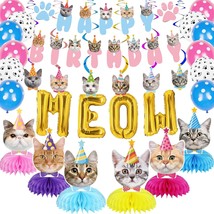 Cat Birthday Party Supplies Cat Birthday Party Decorations, Cat Themed B... - £18.01 GBP