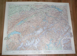 1955 Vintage Physical Map Of Switzerland Alps / Scale 1:550,000 - $32.68