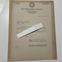 Texas Ephemera Nursing History Graduate Nurses Ass.  Letter 1935 Louise ... - £195.54 GBP