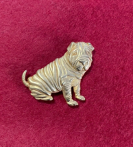 Shar Pei Wrinkles Dog Brooch Pin Signed JJ 1986 Vintage Jewelry - £11.20 GBP