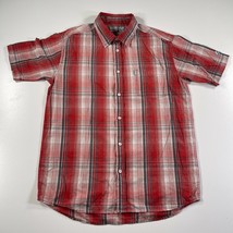 Ultimate Fighting Championship Shirt Mens XL Red Gray Plaid Cotton Button Down - £16.90 GBP