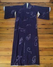 Vintage Japanese Traditional Kimono Thick Purple Handpainted Floral Silk... - $149.99