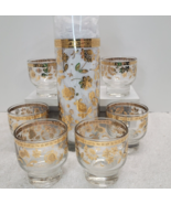 1950s Culver Pitcher and Cocktail Glasses Set in 22 kt Gold Chantilly MCM - $2,749.77 MXN