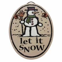 LET IT SNOW Snowman Plaque Wall Hanging Winter Christmas Decor VTG 90s - £15.67 GBP