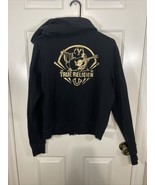 True Religion Womens XL Full Zip Hoodie Sweatshirt Gold Logo Buddha Fade... - $23.36