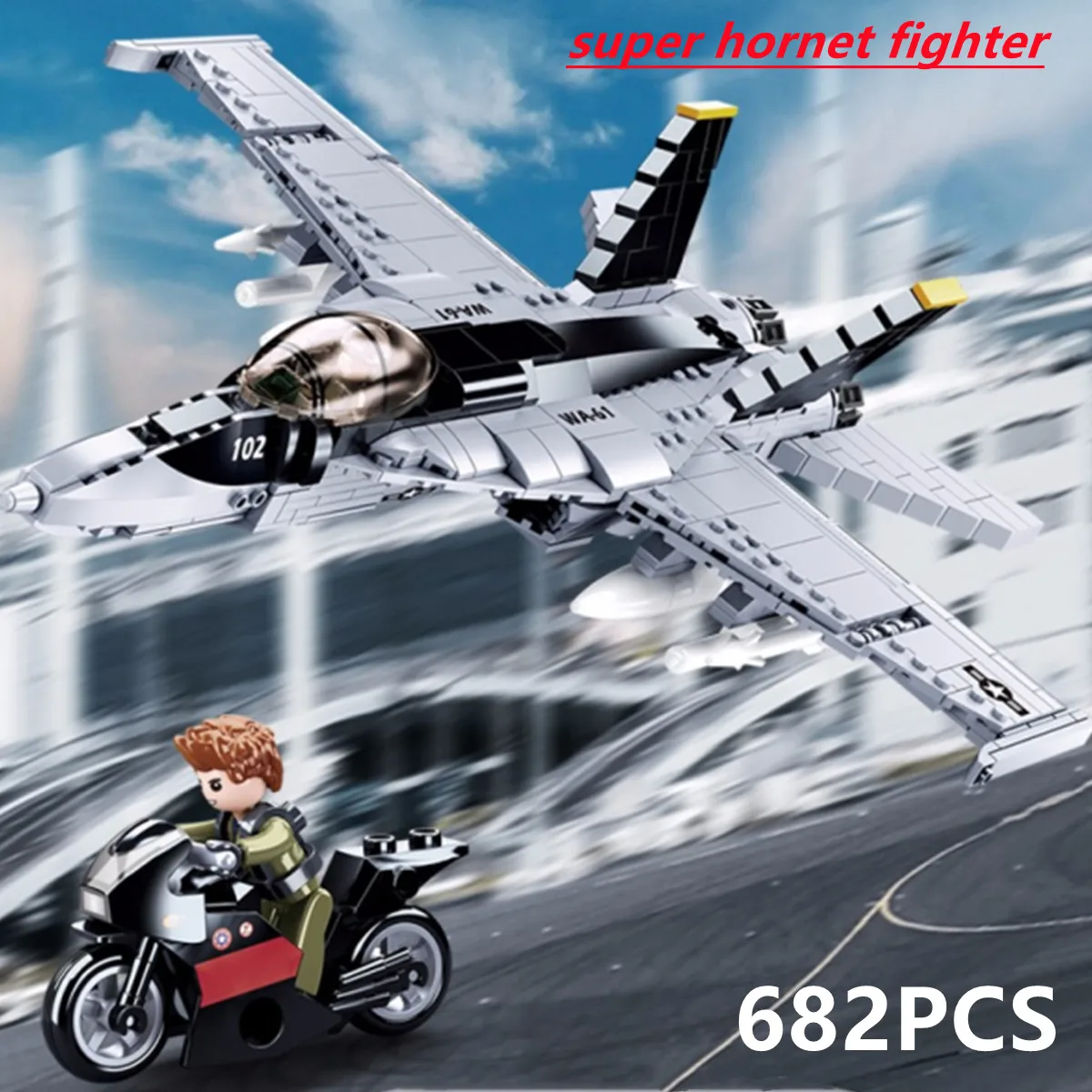Sluban Building Block Toys Army F-18 Super Bumblebee 682PCS Bricks B0928 - £48.47 GBP