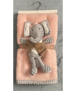 New Chick Pea Pink Baby Blanket Set Gray Ribbed Plush Elephant Toy 30&quot; x... - $73.94 CAD
