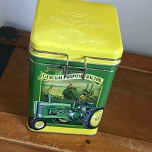 John Deer General Purpose Tractor Advertising Square Metal Container w L... - £8.88 GBP