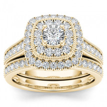 Authenticity Guarantee 
14K Yellow Gold 3/4ct TDW. Diamond Double Halo Bridal... - £983.27 GBP