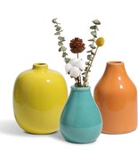 Oppsart Ceramic Vases For Decor Set Of 3, Colorful Decorative, Rustic Style - £32.90 GBP