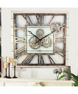 Wall clock 24 inches Square with real moving gears White Farmhouse - £156.74 GBP