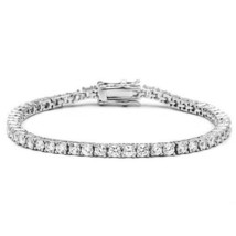 Gorgeous Round Brilliant Diamond 14K White Gold Plated 8&quot; Tennis Bracelet - £485.02 GBP