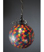 Vintage Retro Multicolor hand-made Persian Tiffany Style Globe Light Lamp - $6,367.02 MXN