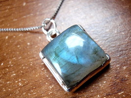 REALLY Nice Quality (no kidding) Blue Labradorite Pendant 925 Sterling Silver - $133.19