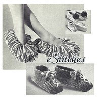 Speedy Slippers with Fitted Heels and Various Trims - Knit pattern (PDF 6242) - £2.93 GBP
