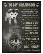 You Are Braver Stronger &amp; Loved Big Hug Wolf Blankets For Grandson From Grandma - £28.73 GBP+