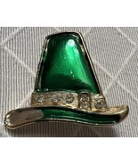 Beatrix Leprechaun Hat  Vintage Rhinestone Pin Brooch signed St. Patrick... - €9,37 EUR