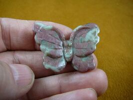 (Y-BUT-554) Pink gray BUTTERFLY stone figurine gemstone carving butterflies - $15.79