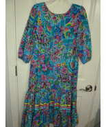Vintage Custom Made Hawaiian MuuMuu Dress Size Medium Cotton Colorful fl... - £18.68 GBP