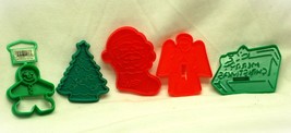 Red &amp; Green Plastic Cookie Cutters Play-Doh Lot of 5 Assorted Colors &amp; Shapes - £10.05 GBP